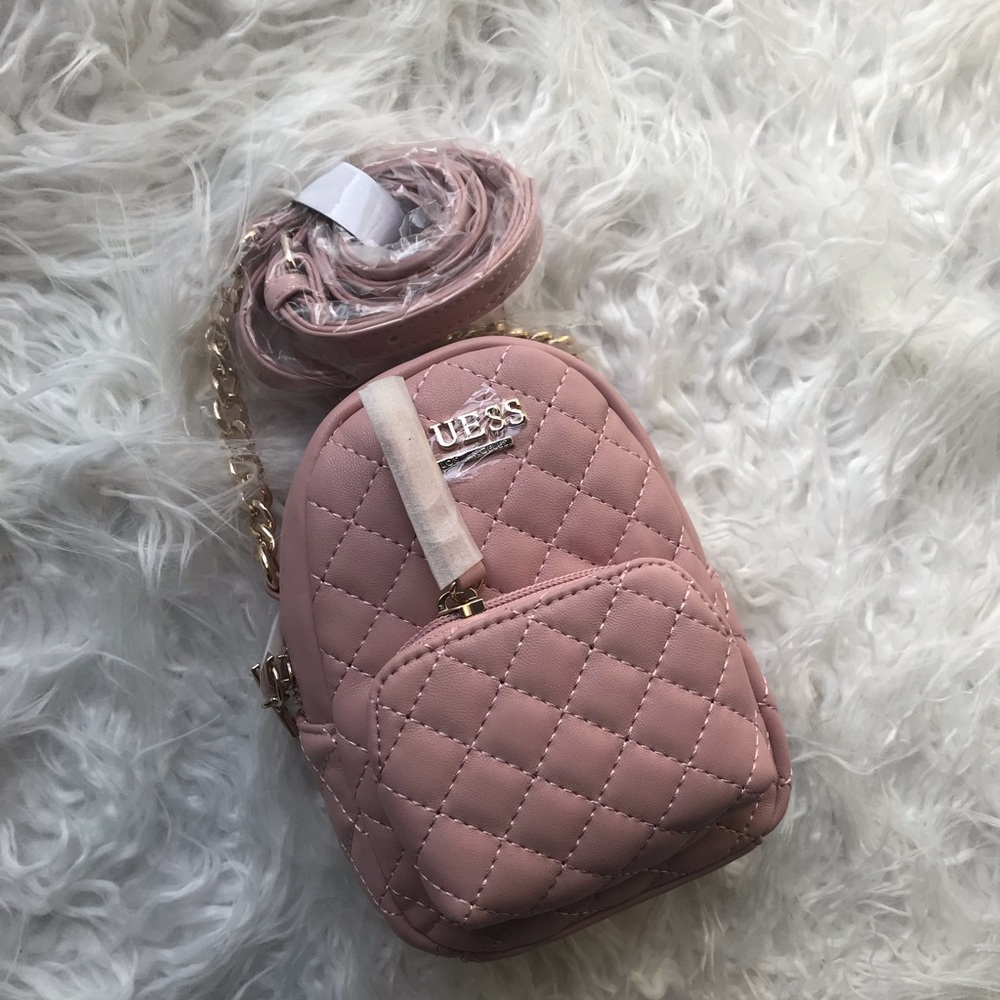 NWT pink Faux Leather Quilted Mini Backpack - Picture 8 of 8